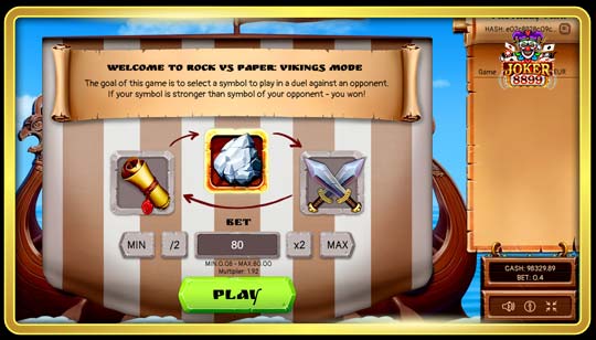 รูปแบบการเล่นเกมสล็อต Rock vs Paper Vikings mode