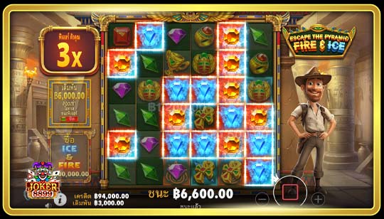 การชนะรางวัลของเกมสล็อต Escape the Pyramid Fire And Ice