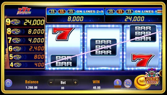 การชนะรางวัลของเกมสล็อต Rapid Gems 777