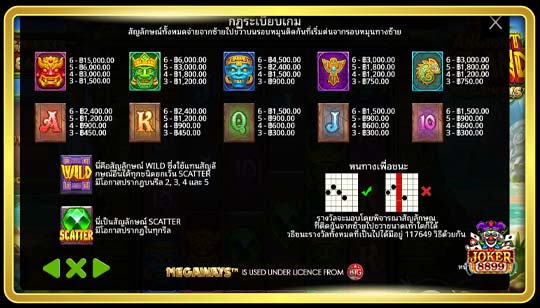 สัญลักษณ์การจ่ายของเกมสล็อต Ancient Island Megaways