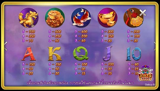 สัญลักษณ์การจ่ายของเกมสล็อต Treasure House
